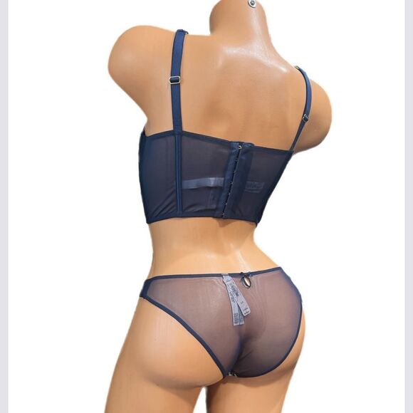 Victorias Secret Dream Angels Lace-up Embroidered Corset Top Bra & Cheekini S - Picture 4 of 4